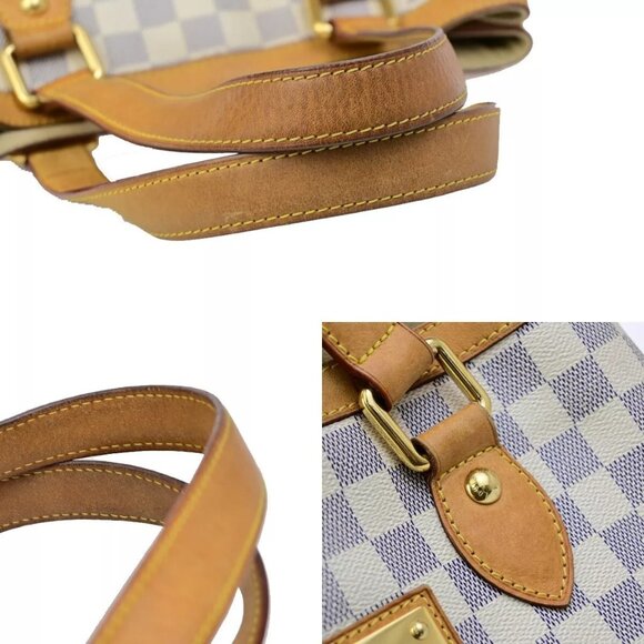LOUIS VUITTON Hampstead PM Shoulder Bag Damier Azur Leather White - Picture 16 of 16